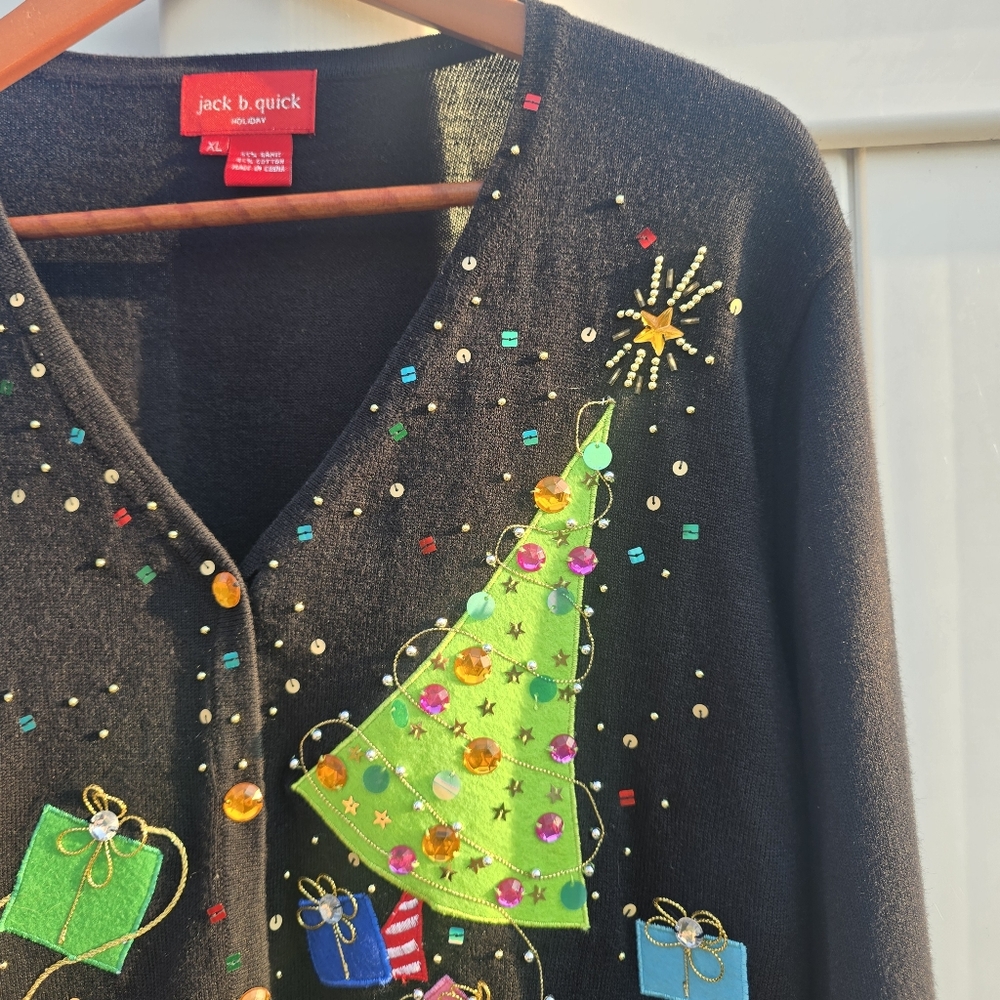 Jack B. Quick Cowboy Santa Christmas Cardigan | Size Extra Large - Picture 5 of 13